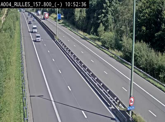 Webcam à Marbehan sur l'E411 à hauteur de la sortie 28a Rulles. Vue orientée vers Bruxelles