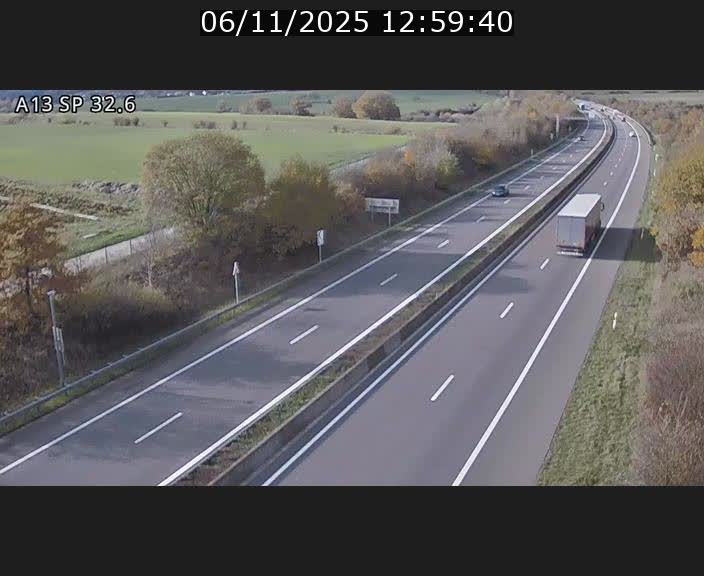 Webcam info trafic A13 à hauteur de Mondorf-les-bains. Vue orientée vers Altwies