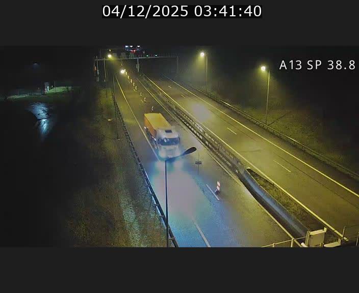 Webcam autoroute A13 à l'entrée ouest du tunnel Markusbierg à Schengen. Vue orientée vers le tunnel et l'Allemagne