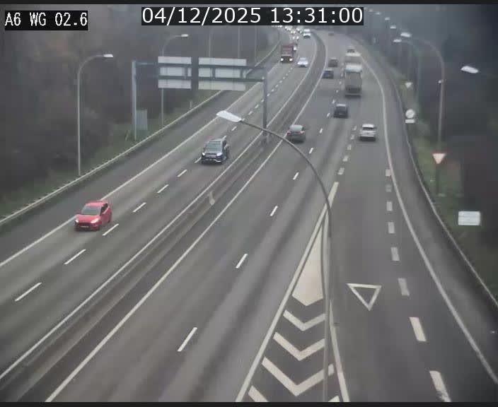 Traffic live webcam Luxembourg Croix de Cessange - A6 - BK 2.6 - direction France/Allemagne