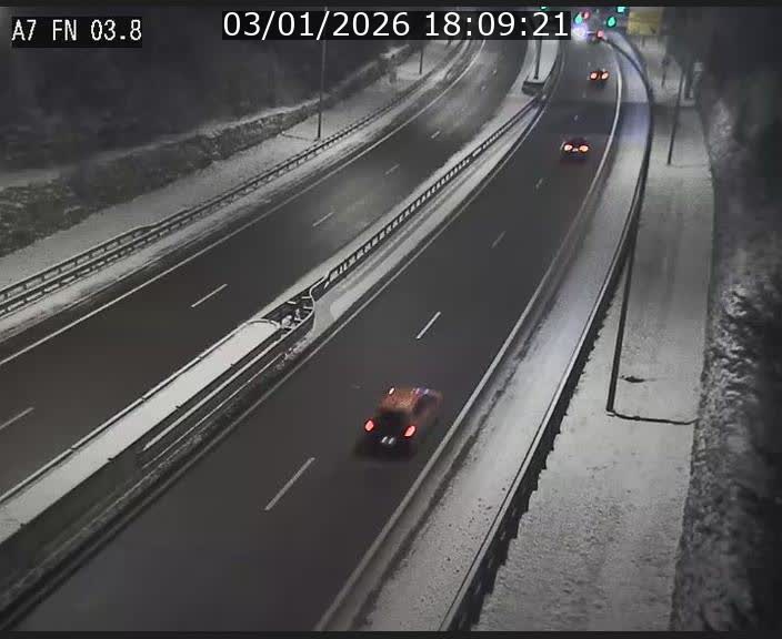 Caméra autoroute Luxembourg A7 - Passage à gibier Rëngelbour - direction Tunnel Stafelter