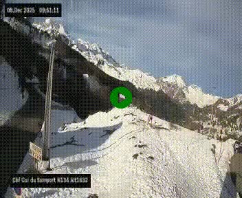 Webcam au col du Somport, côté français, sur la N134, dans les Pyrénées, en direction de l'Espagne, à 1632 mètres d'altitude
