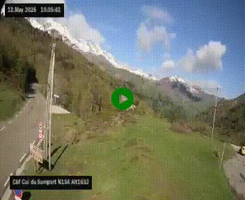 Webcam au col du Somport, côté français, sur la N134, dans les Pyrénées, en direction de l'Espagne, à 1632 mètres d'altitude