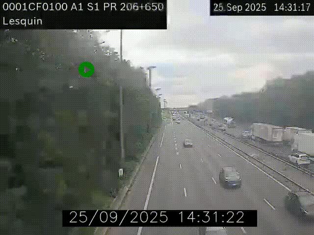 Webcam autoroute A1 à hauteur de Lesquin. Vue orientée vers Lille