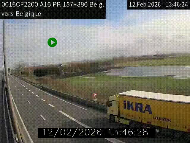 Webcam à la frontière franco-belge au niveau de Bray-Dunes/De-Panne sur l'autoroute A16. Vue orientée vers la Belgique