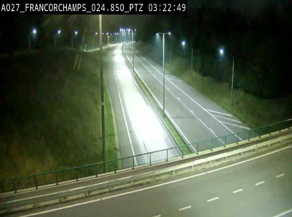 Webcam E42 (A27) dans les Ardennes à Francorchamps, à proximité du circuit de Spa. Vue orientée vers Liège