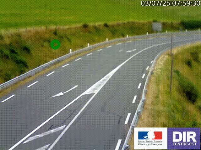 Webcam sur le col Pin Bouchain, vue orientée vers Roanne, en provenance de Lyon sur la nationale 7 (N7)