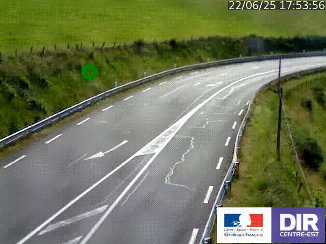 Webcam sur le col Pin Bouchain, vue orientée vers Roanne, en provenance de Lyon sur la nationale 7 (N7)