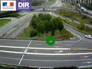 Webcam traffic à Grenoble-sud sur l'autoroute A480. Vue orientée vers l'entrée et la sortie de Grenoble