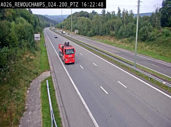 Webcam E25/A26 à Aywalle, à hauteur de Spa. Vue orientée vers Liège
