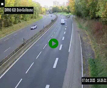 Webcam routière à hauteur de Bois-Guillaume en périphérie de Rouen. Vue orientée vers Rouen