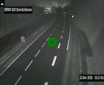 Webcam routière à hauteur de Bois-Guillaume en périphérie de Rouen. Vue orientée vers Rouen