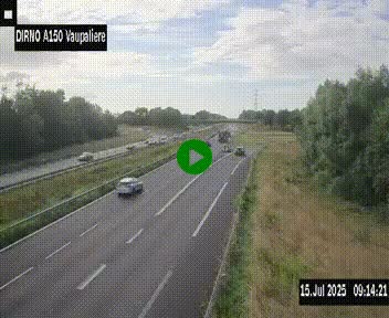 Webcam autoroute A150 à hauteur de La Vaupalière en périphérie de Rouen. Vue orientée vers Rouen