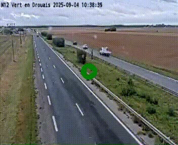 Webcam à hauteur de Vert-en-Drouais sur la N12, en périphérie de Dreux. Vue orientée vers Alençon