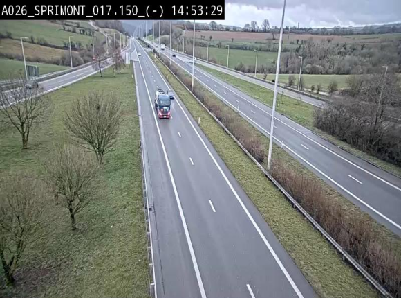 Webcam E25 (A26) à hauteur de Sprimont en direction de Liège et en provenance de Bastogne