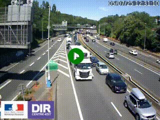 Caméra autoroute sur A6 - Valvert, près de Lyon, en direction de Paris, à hauteur de la sortie 36 Porte du Valvert