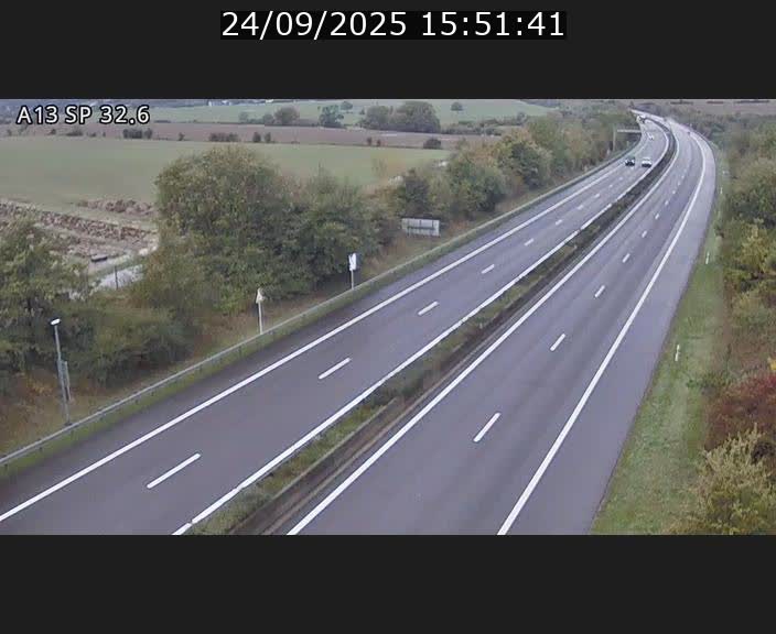 Webcam info trafic A13 à hauteur de Mondorf-les-bains. Vue orientée vers Altwies