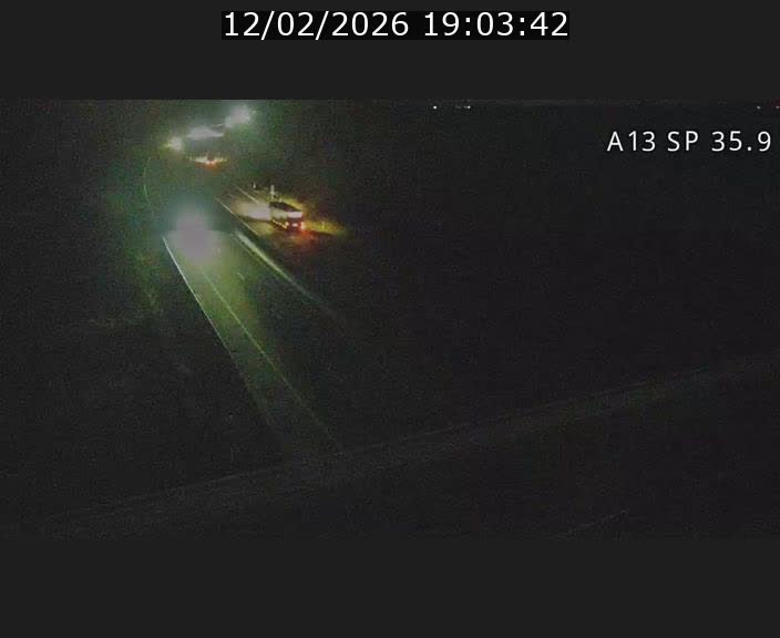 Webcam trafic sur A13 à l'entrée ouest du tunnel Markusbierg à Remerschen. Vue orientée vers Mondorf-les-Bains.