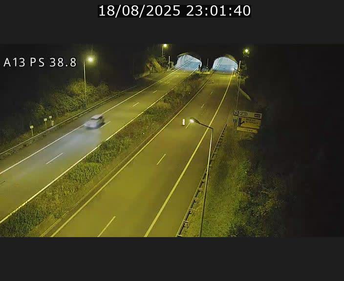 Webcam autoroute A13 à l'entrée ouest du tunnel Markusbierg à Schengen. Vue orientée vers Mondorf-les-Bains