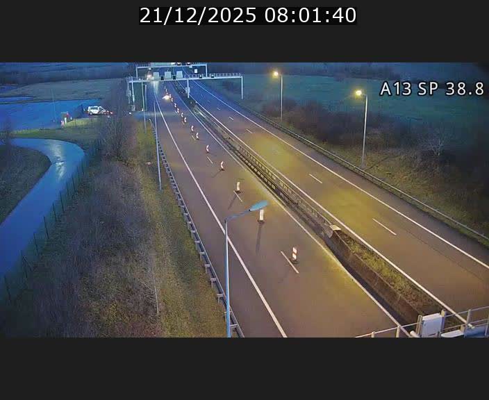 Webcam autoroute A13 à l'entrée ouest du tunnel Markusbierg à Schengen. Vue orientée vers le tunnel et l'Allemagne