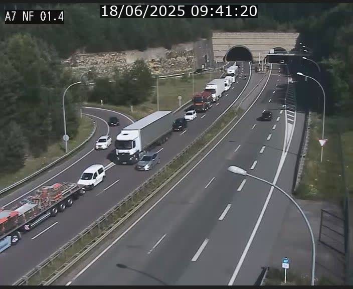 Caméra autoroute Luxembourg A7 - Echangeur Waldhaff - direction Tunnel Stafelter