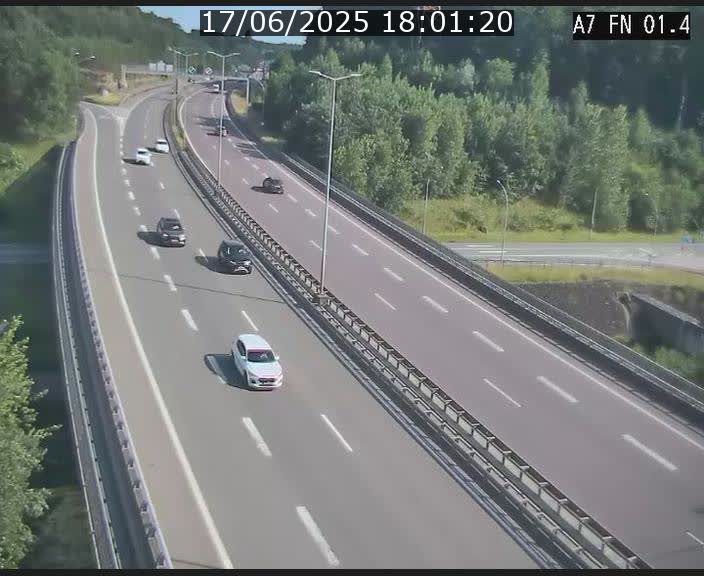 Caméra autoroute Luxembourg A7 - Tunnel Stafelter - direction Echangeur Grünewald