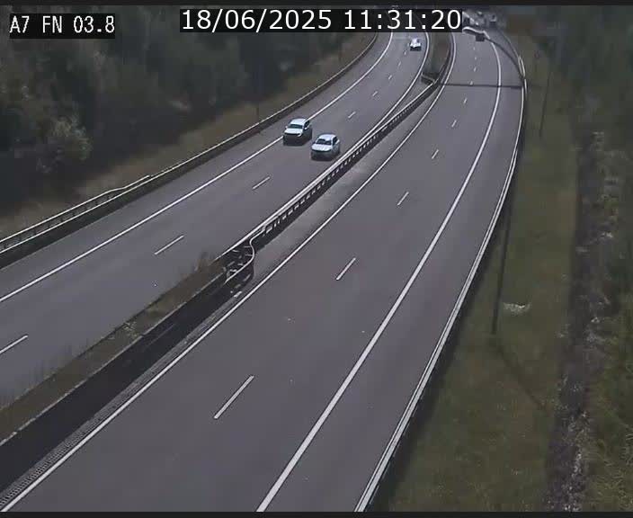 Caméra autoroute Luxembourg A7 - Passage à gibier Rëngelbour - direction Tunnel Stafelter
