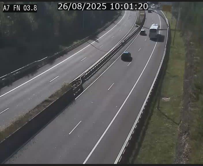 Caméra autoroute Luxembourg A7 - Passage à gibier Rëngelbour - direction Tunnel Stafelter