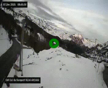 Webcam au col du Somport, côté français, sur la N134, dans les Pyrénées, en direction de l'Espagne, à 1632 mètres d'altitude