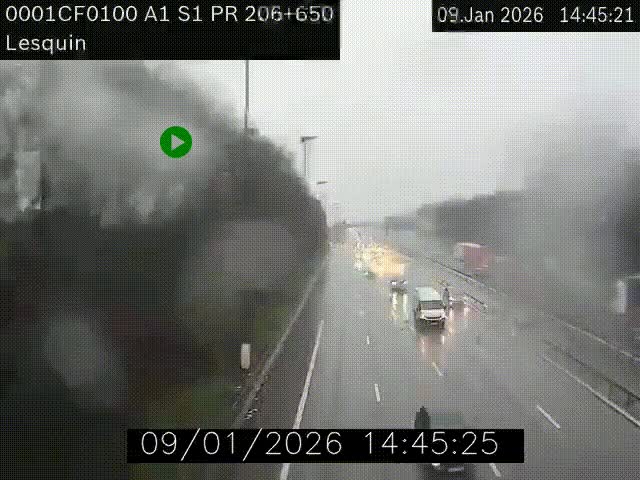 Webcam autoroute A1 à hauteur de Lesquin. Vue orientée vers Lille