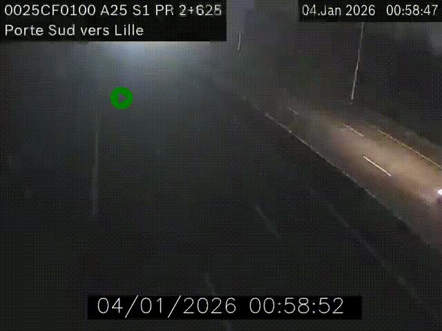 Webcam autoroute A25 sur le périphérique de Lille à hauteur de Lille-Sud et la sortie 3 Faches-Thumesnil. Vue orientée vers Lille-Centre.