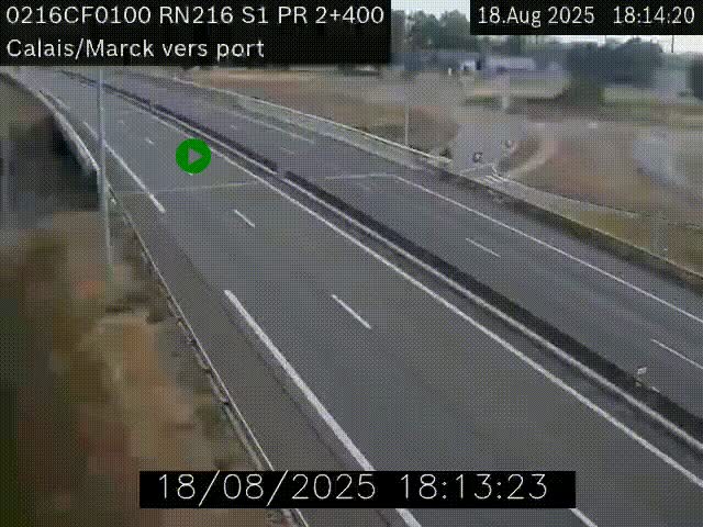 Webcam à Calais sur A216 (N216) en direction du port (harbour) de Calais.