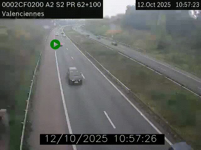 Webcam autoroute A2 à Valenciennes. Vue orientée vers Maubeuge et Mons (Belgique)