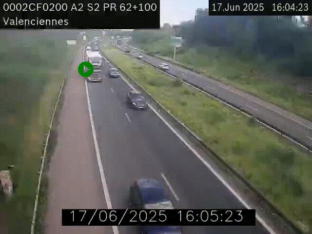Webcam autoroute A2 à Valenciennes. Vue orientée vers Maubeuge et Mons (Belgique)