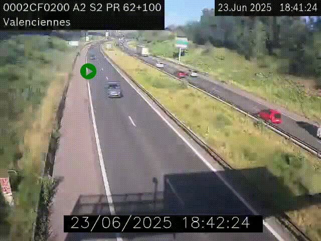 Webcam autoroute A2 à Valenciennes. Vue orientée vers Maubeuge et Mons (Belgique)