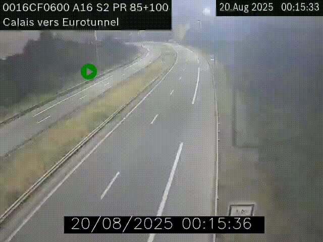 Webcam A16 à Calais en direction du Tunnel sous la Manche (Eurotunnel)