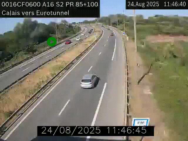 Webcam A16 à Calais en direction du Tunnel sous la Manche (Eurotunnel)