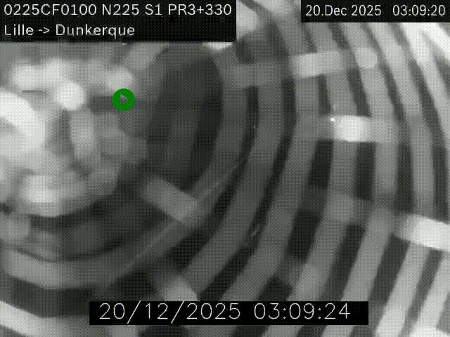 Webcam autoroute A25 (N225) à hauteur de Bergues (Bierne). Vue orientée vers Dunkerque.