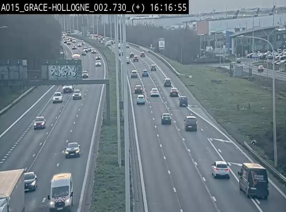 Webcam E42/A15 à Grâce-Hollogne, à proximité de la jonction avec l'A604. Vue orientée vers Namur