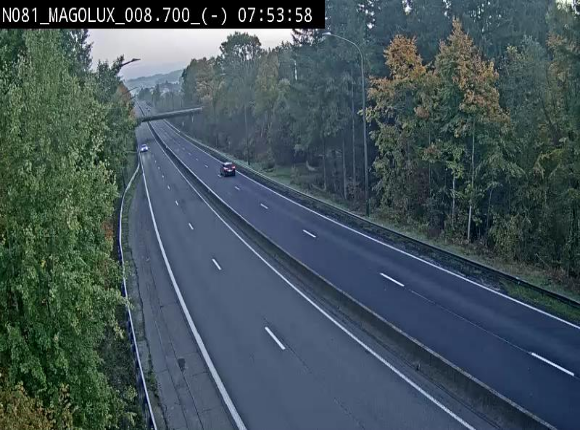 Webcam sur la N81 (E411) à hauteur de la jonction avec la N883. Vue orientée vers Arlon