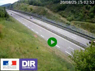 Webcam au niveau du col de Bois Clair à hauteur de Cluny sur la N79. Vue orientée vers Mâcon