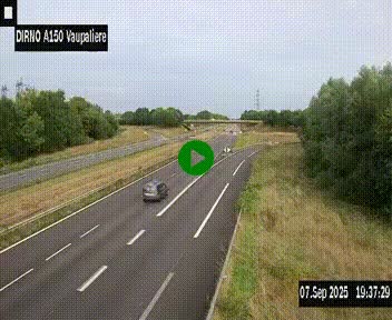 Webcam autoroute A150 à hauteur de La Vaupalière en périphérie de Rouen. Vue orientée vers Rouen