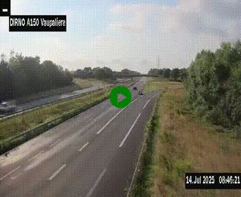 Webcam autoroute A150 à hauteur de La Vaupalière en périphérie de Rouen. Vue orientée vers Rouen