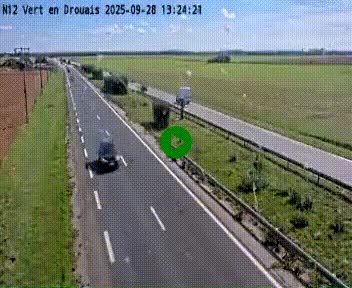 Webcam à hauteur de Vert-en-Drouais sur la N12, en périphérie de Dreux. Vue orientée vers Alençon