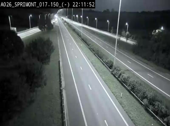 Webcam E25 (A26) à hauteur de Sprimont en direction de Liège et en provenance de Bastogne