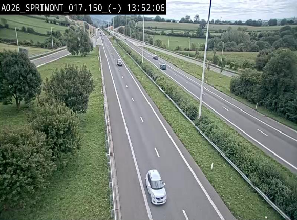 Webcam E25 (A26) à hauteur de Sprimont en direction de Liège et en provenance de Bastogne