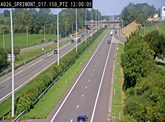 Webcam A26 (E25) à Sprimont, sur l'autoroute entre Liège et Arlon. Vue orientée vers le Luxembourg