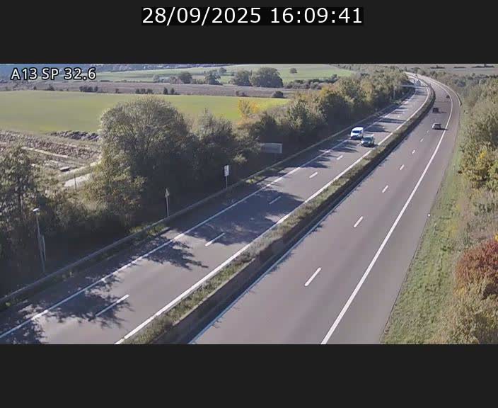 Webcam info trafic A13 à hauteur de Mondorf-les-bains. Vue orientée vers Altwies