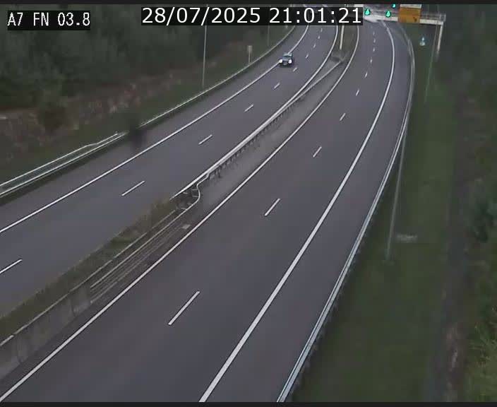 Caméra autoroute Luxembourg A7 - Passage à gibier Rëngelbour - direction Tunnel Stafelter
