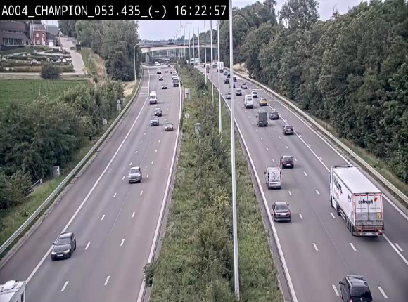 Webcam E411 à Champion, à proximité de Namur. Vue orientée vers Bruxelles